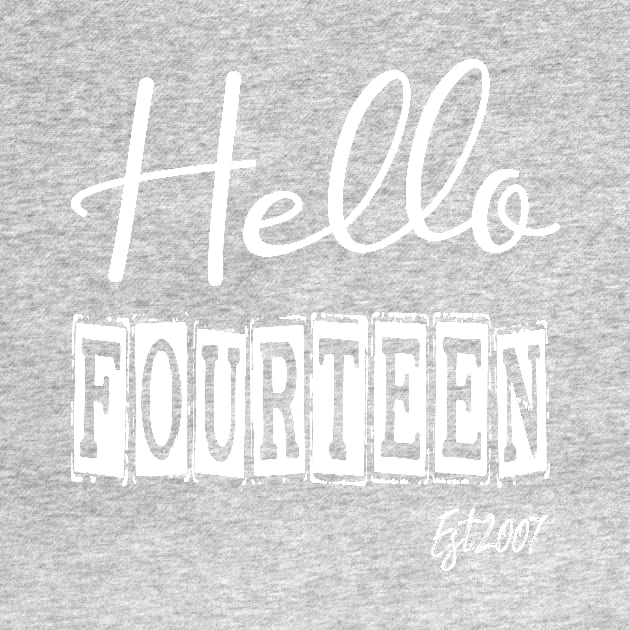 Hello Fourteen Est.2007 14th Funny Birthday by shopcherroukia